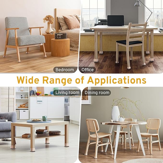 24PCS Square Chair Leg Floor Protectors, Furniture Sliders, Chair Leg Protectors for Hardwood Floors, Non-Slip Felt Furniture Pads, Silicone Cap Covers to Protect Floors, (Fit 1.5" - 2")