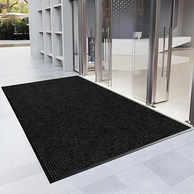 4′ x 5′ Front Door Mat Indoor Outdoor Entrance, Commercial Floor Mat Heavy Duty Dirt Trapper Entryway Doormat, Custom Size Non Slip Rubber Backing Welcome mat, Door Mat for High Traffic Area