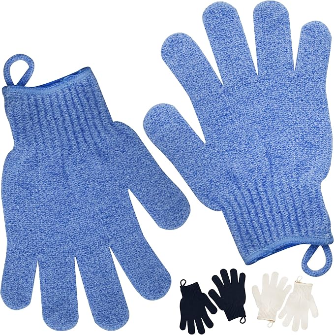 Exfoliating Glove - Body Scrub for Smooth and Soft Skin - Body Exfoliator for Ingrown Hair Dead Skin Remover and Itchy and Flaky Skin - Scrubber Shower Accessories 1 Pair Glove Mens Stocking Stuffer