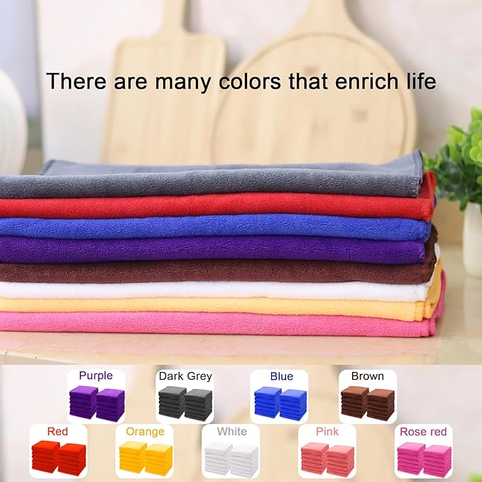 kimteny 13x28 Inches Kitchen Cloth Dish Towels, 400 GSM Premium Dishcloths, Super Absorbent Coral Velvet Microfiber Cleaning Cloths, Fast Drying Rags for Washing Dishes (6 Pack, Rose Red)