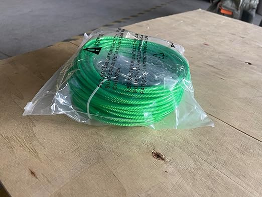 100 Ft Turnbuckles for Cables Wire, 3/16" Green PVC Coated Wire Rope Kit, Multi-use Steel Cable for Grape Vines/Clothes Line Outdoors for T Post/String Light Hanging/Garden Wire