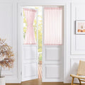 Tollpiz Small Sheer Linen Textured Curtain Sheers Doorway Light Filtering Voile French Door Rod Pocket Curtains, 25 x 40 inches Long, Pink, Set of 1 Panel