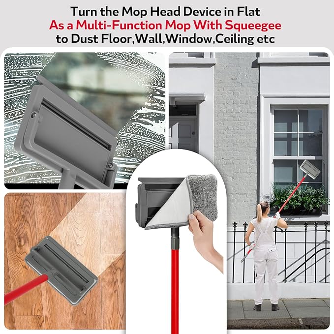 Ceiling Fan Cleaner Duster , 75‘’ Extendable Long Handle Ceiling Fan Blade Cleaning Tool, Reusable Chenille & Microfiber Mop Head for Dusting Ceiling Fan Baseboard Wall Floor,car wash mop