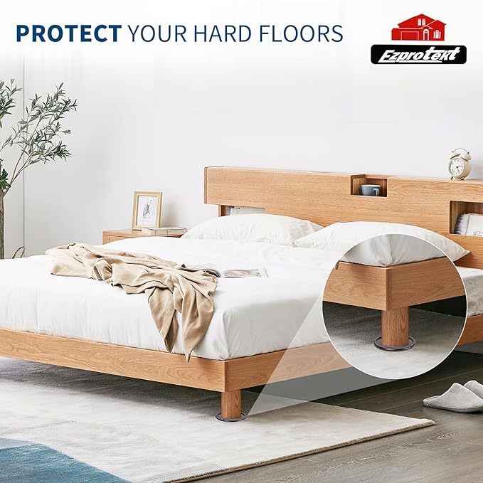 Ezprotekt 4 inch Round Non Slip Furniture Pads for Hardwood & Tile Floors, 16 Pcs Non Skid Furniture Coasters Cups Floor Protectors for Bed, Sofa, Table, Chair, Cabinet, Brown/Black