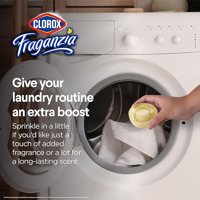 Clorox Fraganzia Laundry Scent Booster Crystals in Vanilla Scent - Scented In-Wash Freshener Beads for Fresh, Clean, Great Smelling Clothes and Linens, 70 Oz
