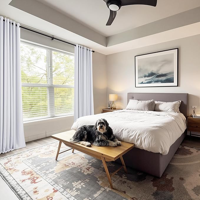 PONY DANCE Room Darkening Curtains - Window Treatments Thermal Insulated Elegant Curtain Panels Window Draperies for Living Room/Cloest/Doorway, 55 Wide by 80 in, Pure White, Set of 2