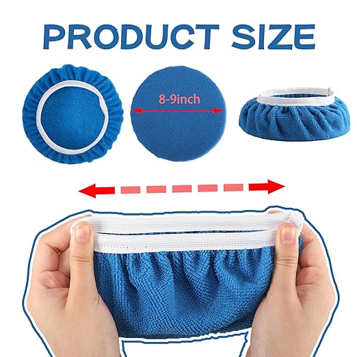 40 Piece Car Polisher Pad Set, Mix Pack of 24 Microfiber, 8 Non Woven, 8 Woolen Bonnets, 8-9 Inch, Dark Blue, Light Blue, White, Suitable for Metals, Woods, Other Hard Surfaces