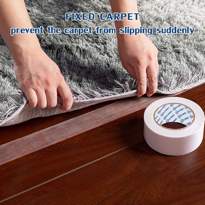 Heavy Duty Carpet Tape Double Sided 4 INx30YD Rug Tape for Area Rugs on Carpet, Perfect Rug Gripper for Holding Area Rugs, Hardwood Floors, Outdoor Rugs, Stair Treads, White.