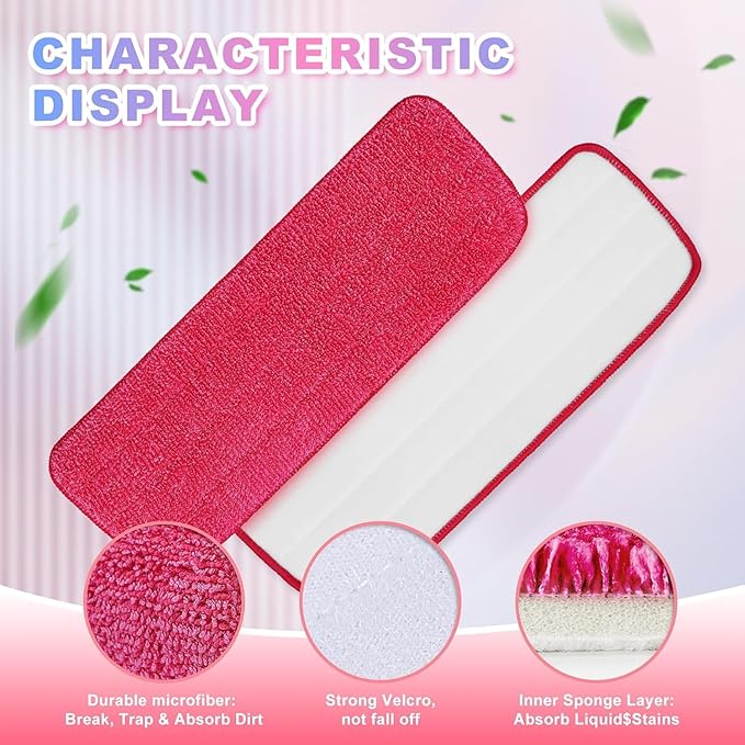 Replacement Microfiber Mop Pads Compatible with Rubbermaid Reveal Spray Mop with Washable Pads, 16.5" Reusable Wet & Dry Mop Replacement Pads Fit for Any Microfiber Reveal Flat Mops(8 Pack)