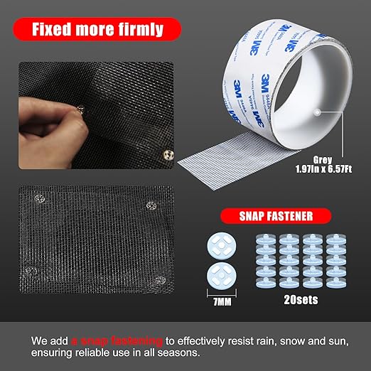 Super Strong Adhesion Screen Repair Tape Replacement Kit, Made of 3M, Screen Tape Mesh Repair for Window Screen and Screen Door Tears Holes, Grey 1.97In X 6.57Ft