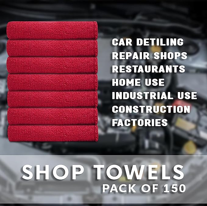 Cotton Shop Towels - Pack of 25 Cleaning Rags 12'' x 14'' - Super Soft and Absorbent Shop Rags for Cleaning House - Multipurpose Towels for Automobiles, Industries, Garage