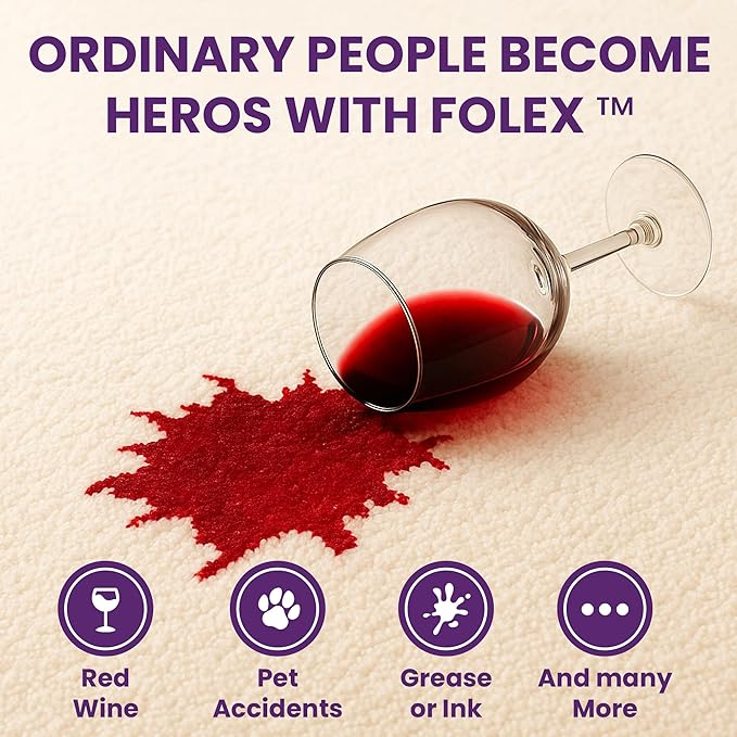 FOLEX Instant Carpet Spot Remover 128 oz - Powerful Stain Remover for Carpets, Upholstery & Rugs - Eliminates Pet Stains, Grease, Red Wine, Food, Makeup & More - With Reusable Cleaning Cloth - 2 Pack