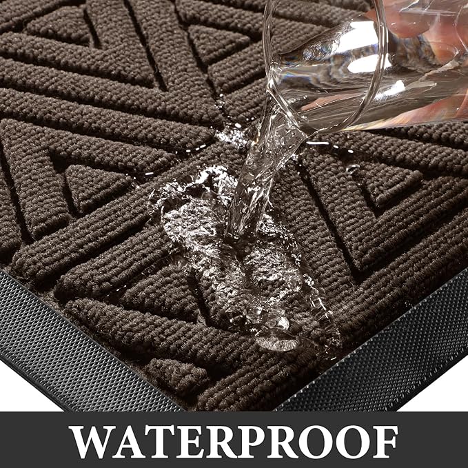 Yimobra Large Door Mat 47x32, All-Weather Waterproof Non-Slip Welcome Matt Outdoor, Heavy Duty Non Slip Doormat for Entryway for Patio and Garage Indoor, Easy Clean, Brown