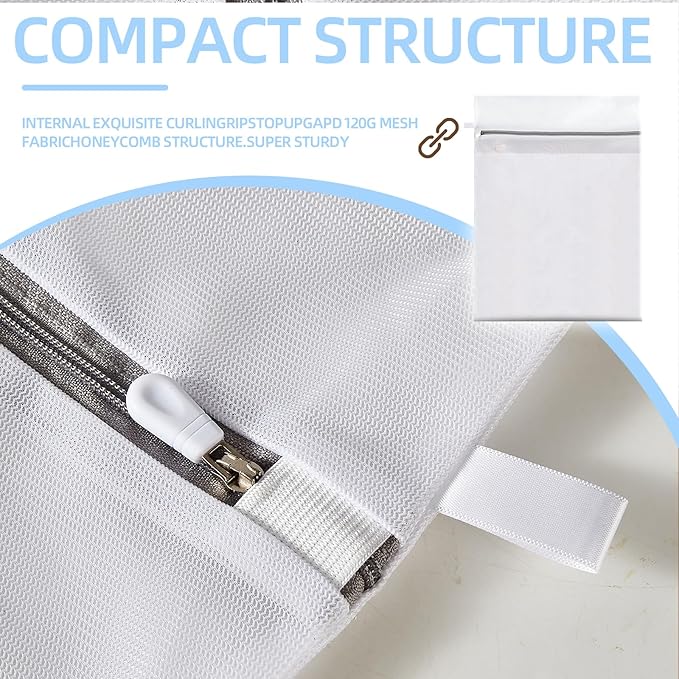 Mesh Laundry Bags, Mesh Wash Bags Durable Mesh Structure with Strong Zipper, Suitable for Underwear, Delicate Clothes, Pants, Shoes (Small Fine Mesh, XS+S+M+L(10*12in+12*16in+16*20in+20*24in)
