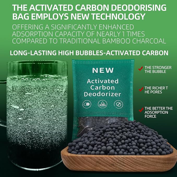 6 Pack New Type Activated Charcoal Odor Absorber,Refrigerator Deodorizer,Trash Can Deodorizer,Odor Eliminator for Home,Pet,Car,60g/Pack