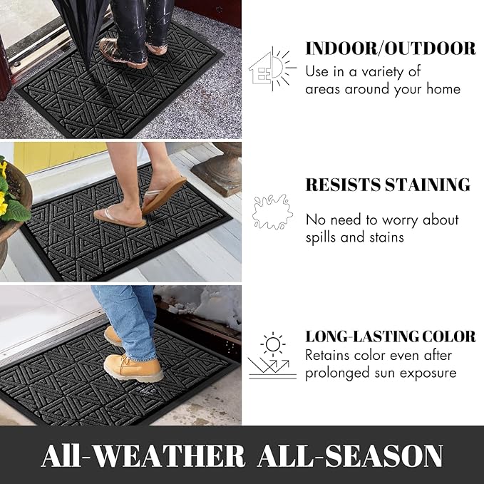 Yimobra Front Door Mat Outside Entrance 72 x 24, Waterproof and Washable Outdoor Mat, Non Slip Rubber Backing, Heavy Duty Welcome Matt for Home Entry Floor Porch Garage Office, Low Profile, Black