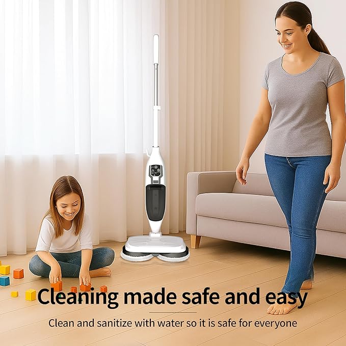 Steam Mop with 13 Accessories,Steam Cleaner for Home,Floor Scrubber spin mop for Hard Floors Deep Cleaning,30 Second Heat-Up,4 Washable Mop Pads for Home Use, 550ml Capacity