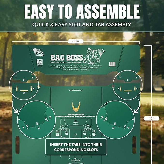 Lawn & Leaf Bag Holder Stand | Fits 33-55 Gallon Paper or Plastic Yard Waste Bags | Foldable Trash Bag Holder Stand