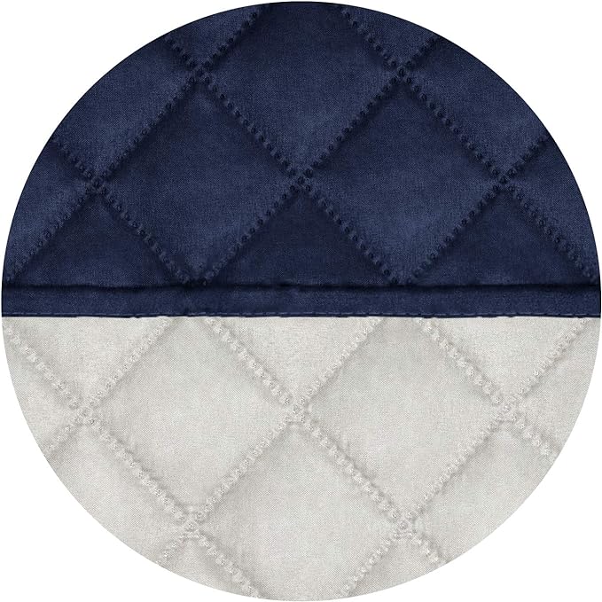 PureFit Reversible Quilted Sofa Cover, Water Resistant Slipcover Furniture Protector, Washable Couch Cover with Non Slip and Elastic Straps for Kids, Dogs, Pets (Chair, Navy/Ivory)