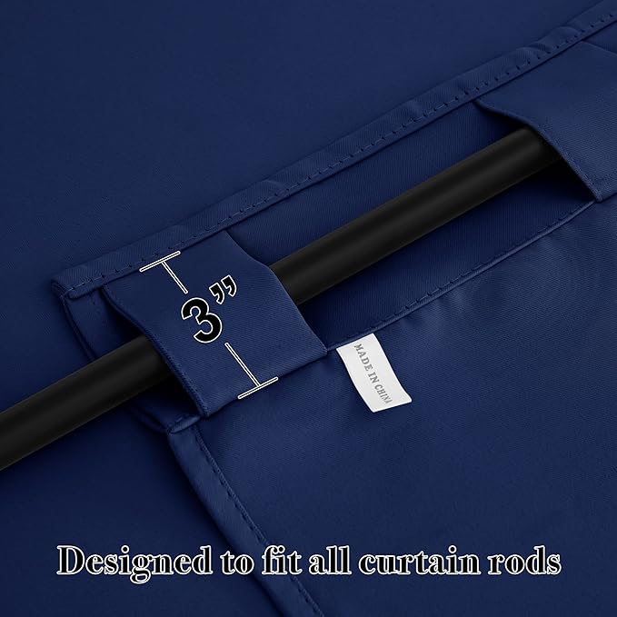 RYB HOME Kitchen Curtain Room Darkening Drapes, Thermal Insulated Curtains for Energy Saving, with Back Tab 2 Haning Methods, Privacy Drapes for Boys' Bedroom, 42 x 72 inch, Navy Blue, 2 Pcs