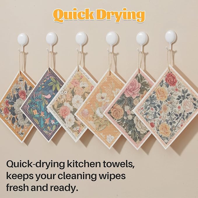 JOYMOOP 12 Pack Decorate Cleaning Cloth (Quiet Luxury of Decorative Series), Reusable Absorbent Dish Towels, Non-Scratch Washable Rags for Cookware, Kitchen and Household Cleaning - 6.7×7.9 inch