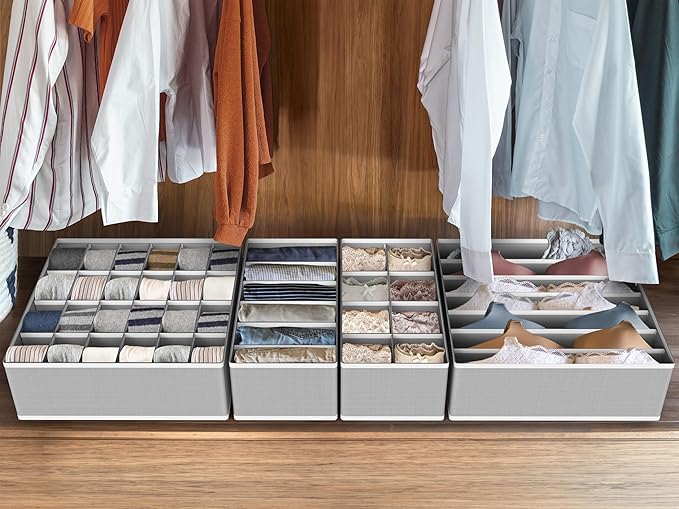 SIMPLE HOUSEWARE Closet Underwear Organizer Drawer Divider Assorted 7 Pieces, Gray