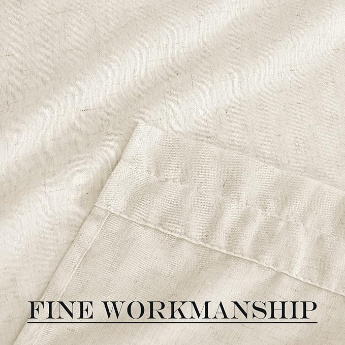 NICETOWN Natural Linen French Door Curtains Privacy Light Reducing Curtain for Glass Thermal Insulated Door Shade for Kitchen Classroom, 52 x 72 inches, 1 Panel