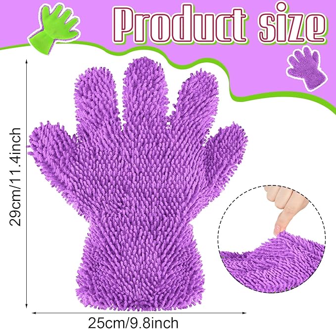 Ferraycle 2 Packs Car Wash Mitt 5 Finger Microfiber Wash Mitts Auto Car Dusting Gloves Double Sided Cleaning Gloves for Kitchen Home(Blue and Black)