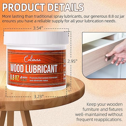 8.8oz Wood Wax for Home Projects,Door Hinge Lubricant,for Wood Drawer Slides,Sliding Glass Door,Window Track, Clear,Unscented, Non-Spray Formula