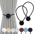 Magnetic Curtain Tiebacks - 12mm Magnetic Tie Backs for Curtains, Heavy Duty No Drill Curtain Holdbacks for Home/Office Windows Drapes, Elegant Gift-Ready Design 7 Colors (2, Black)