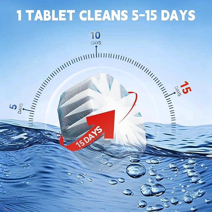 Toilet Bowl Cleaner Tablets, Automatic Toilet Tank Cleaner for Deodorizing & Descaling, Long-Lasting with Sustained Release Technology for Bathroom Cleaners, Blue, 20 Packs