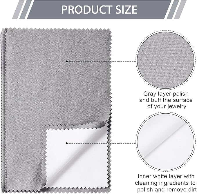Breling 10 Pcs Silver Jewelry Polishing Cloths 6 x 8 inches Jewelry Cleaning Cloth Sterling Polish Cloths for Jewelry