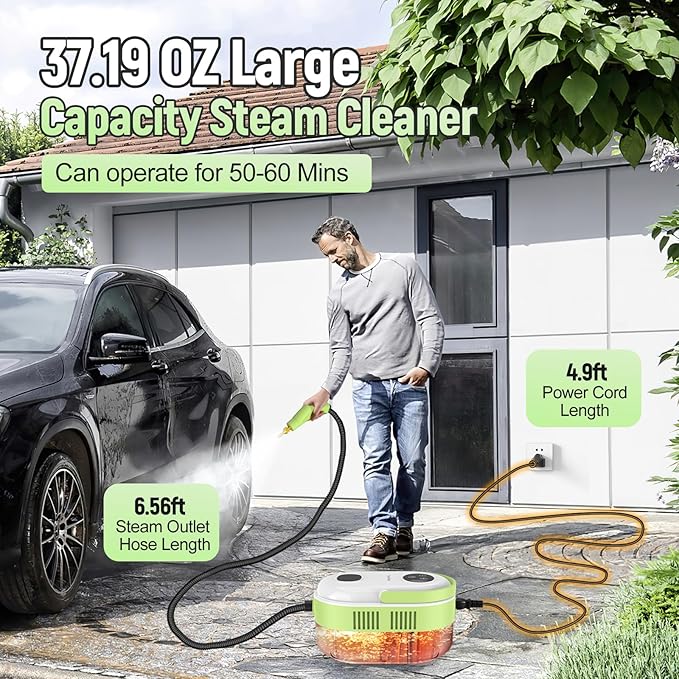 2500W Portable Handheld Steam Cleaner for Car, Large Capacity 10s Fast Heating Steamer for Cleaning with 9 Pieces Accessories, Heavy Duty Plug-and-Play Steam Cleaner for Home|Car|Kitchen|More