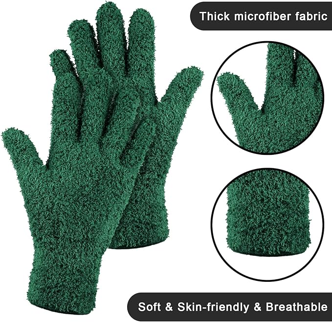 Patelai 3 Pairs Microfiber Plant Dusting Gloves Leaf Cleaning Gloves for Indoor Plants, Blinds, Furniture, House(Medium,Brown, Dark Green, Dark Red)