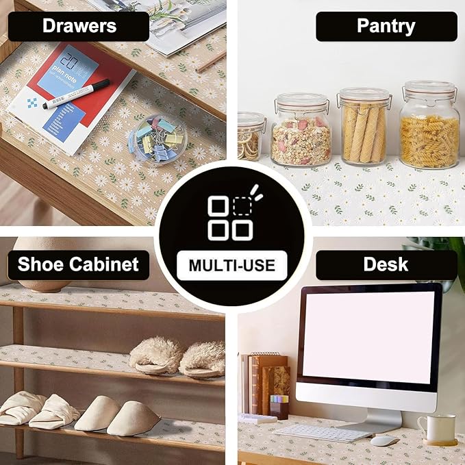 INNOLITES Shelf Liner – Cabinet & Drawer Liner Non-Adhesive – Waterproof Oil-Proof – Durable EVA with Floral for Kitchen Cabinets Refrigerator – BPA-Free, Easy to Cut 23.6" x 118"