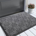 Yimobra Door Mat, Outdoor Indoor Entrance Welcome Mat, Heavy Entry Front Door Mat, Stain & Fade Resistant, Low Profile, Sturdy Rubber, Easy Clean Patio Floor Mat, Waterproof, 29.5 x 17, Gray