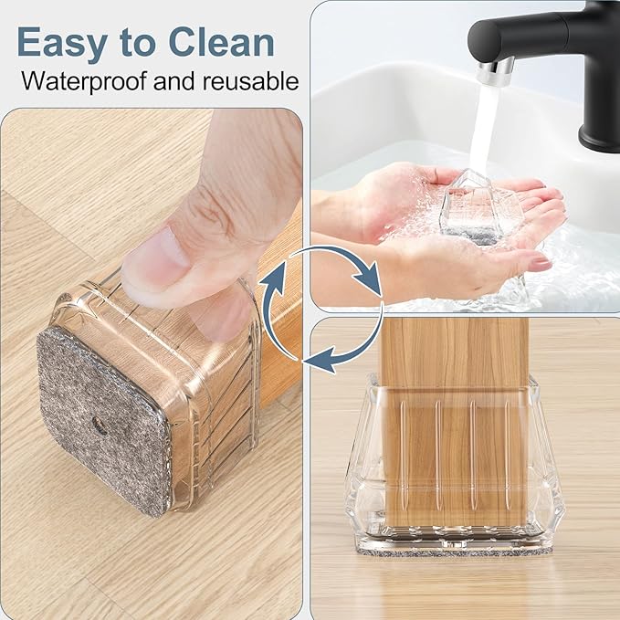 24PCS Square Chair Leg Floor Protectors for Hardwood Floors, Thicken Rubber Chair Leg Cap Covers, Non Slip Furniture Leg Pads to Protect Wood Tile Floors from Scratches and Reduce Noise