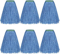 Matthew Cleaning 20oz 6Pack Cotton Floor Mop,Cotton Looped-Open String Heavy Duty String Refills, Universal Headband Blend,Mop Head Replacement for Home, Industrial and Commercial Use(Blue)