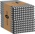 Native Fab Black Gingham Dish Towels 16"x26" Set of 12 - Cotton Mini Check Plaid Towels, Soft Absorbent Dishcloths with Hanging Loop, Kitchen Towel for Quick Drying - Black White
