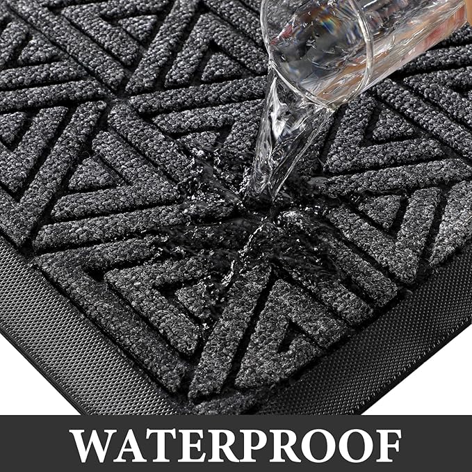 Yimobra Large Door Mat 47x24, All-Weather Waterproof Non-Slip Welcome Matt Outdoor, Heavy Duty Non Slip Doormat for Entryway for Patio and Garage Indoor, Easy Clean, Mix Grey