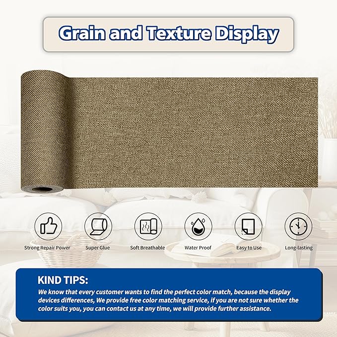 KING MOUNTAIN Linen Repair Patches, Self-Adhesive Fabric Patches, 4 X 63 inch Extra Size, Multi Color, Can be Used for Sofa Repair and Linen Clothes Repair (Brown)