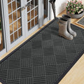 Smiry Front Door Mat Outside Entrance, Heavy Duty Outdoor Indoor Natural Rubber Doormat, Non Slip, Trap Dirt and Moisture, Easy Clean, Low Profile Patio Porch Entryway Mat, 47x23, Black