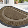 OLANLY Half Circle Door Mat Indoor Outdoor Entrance Welcome, Waterproof All-Season, All-Weather Doormat, Sturdy Natural Rubber, Low Profile, Easy Clean Patio Porch Entryway Mat, 36x24, Brown