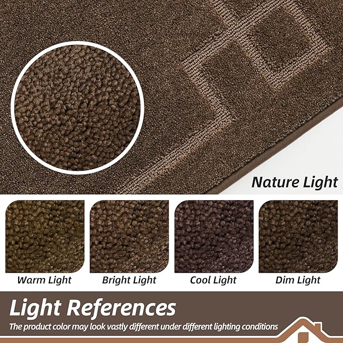 BEQHAUSE Door Mat 20" x 32", Non-Slip Door Mats Indoor Entryway Rugs Washable Low-Profile Absorbent and Stain Resist Floor Mats, Dog Door Mat for Front Back Door, Muddy Wet Shoes & Paws, Brown