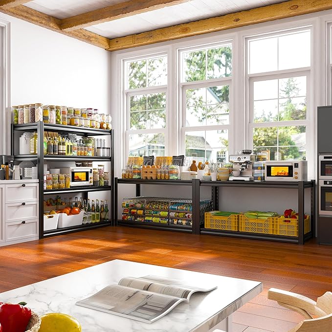 Raybee 40" W Garage Shelving Heavy Duty Storage Shelves 56.9" H Metal Shelving Heavy Duty Load 1600LBS Adjustable Metal Shelves for Storage for Pantry Kitchen 40" W x 19.1" D x 56.9" H