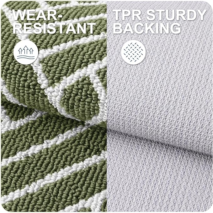 OLANLY Indoor Door Mat, 36x24 Inch, Dirt Resistant and Absorbent, Non-Slip Rubber Backing Floor Mats, Easy Clean Low-Profile Doormat for Entryway, Front Door, and Inside Entrance, Green