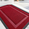 OLANLY Front Door Mat Indoor Outdoor Entrance, Waterproof All-Season, All-Weather Doormat, Sturdy Natural Rubber, Fade Resistant, Low Profile, Easy Clean Patio Porch Entryway Mat, 59x35, Wine Red