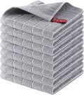 Homaxy 100% Cotton Terry Kitchen Dish Cloths, Ultra Soft and Absorbent Dish Towels for Kitchen, Suitable for Drying and Washing Dishes, 8 Pack, 12 x 12 Inches, Light Grey