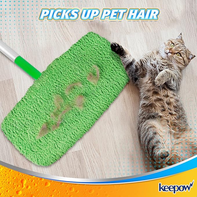 KEEPOW Reusable Wet Pads Compatible with Swiffer Sweeper Mop, Dry Sweeping Cloths, Washable Microfiber Wet Mopping Cloth Refills for Surface/Hardwood Floor Cleaning, 16 Pack (Mop is Not Included)
