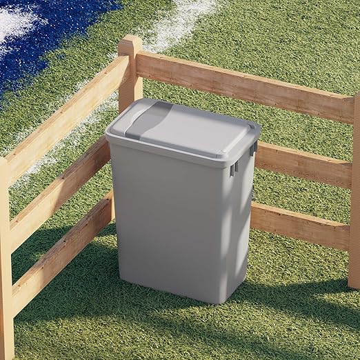 Dowell 35L Wastebasket Trash Container, 37Qt/9.2Gal, Plastic, Stackable, for Kitchen/Bathroom/Office, Fits Under Sink/Desk (Grey 4000 35 04)